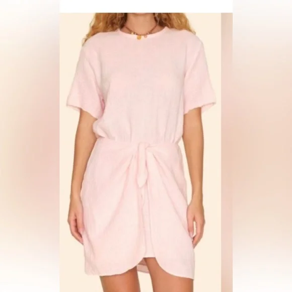 NWT XIRENA Pink Short Sleeve Tie-Front Dress SMALL - Picture 5 of 5